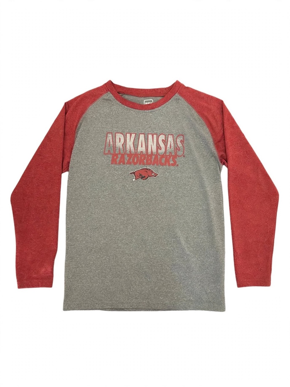 Pro Edge Arkansas Razorbacks Long-Sleeve Raglan Tee - Gray & Red